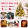 Pre-Lit Snow Flocked Christmas Tree with Warm-White LED Lights-4.5 ft