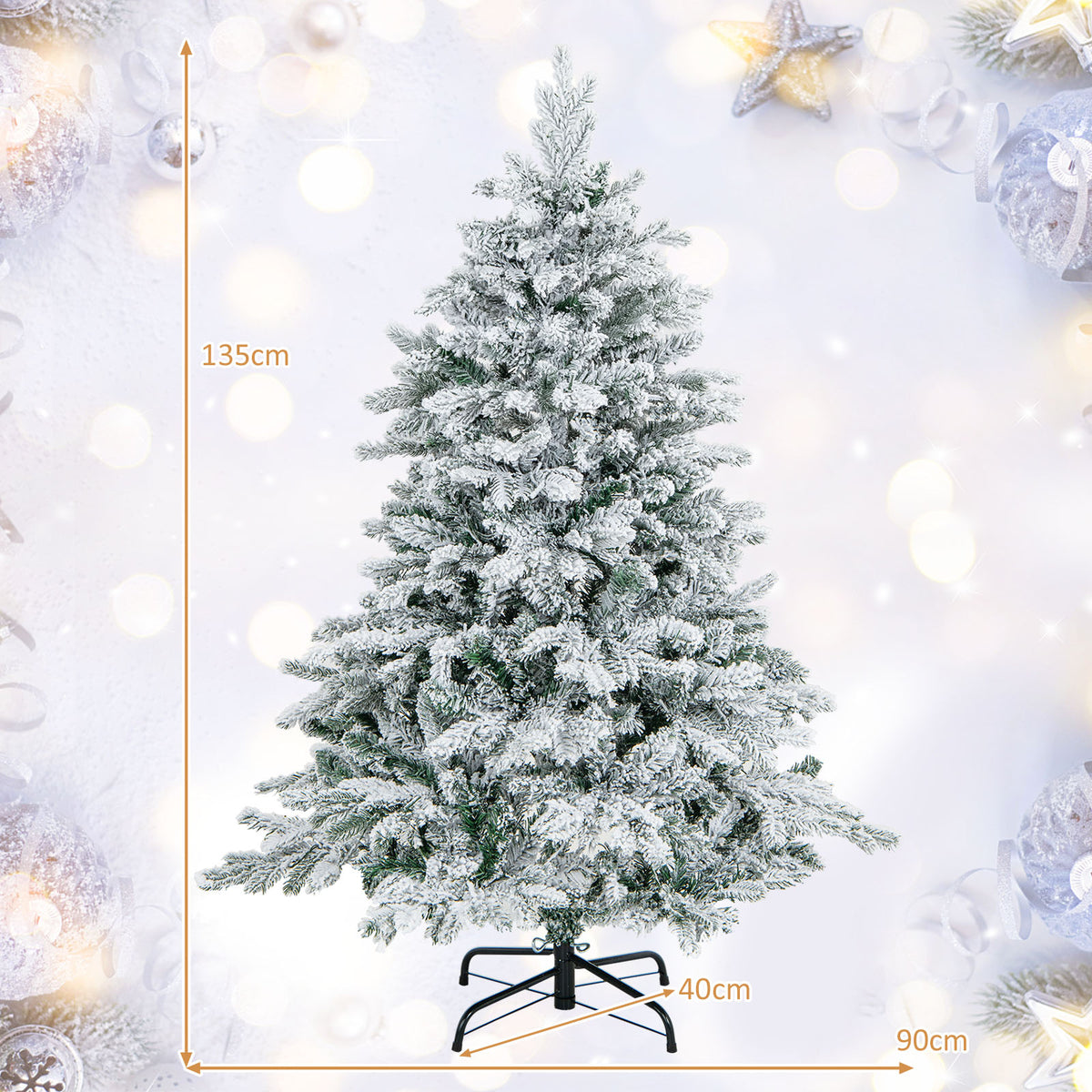 Artificial Xmas Tree Flocked Christmas Tree with Branch Tips-S