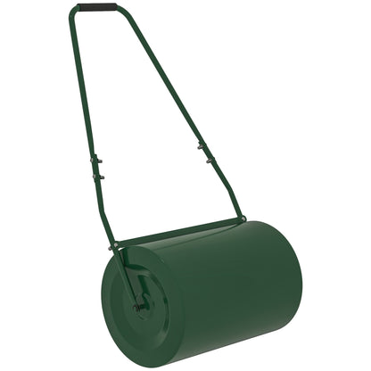 Outsunny 63 L Heavy Duty Water Or Sand Filled a30cm Garden Steel Lawn Roller Drum - Dark Green