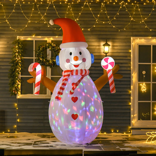 HOMCOM 8ft Christmas Inflatable Snowman with Candy in White