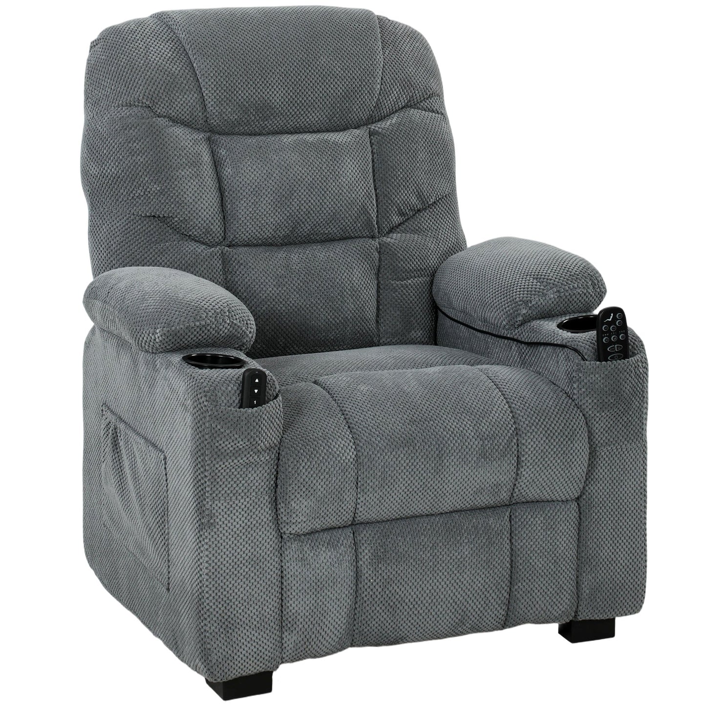 HOMCOM Recliner Armchair with Vibration Massage, Heat, Whisper-Quiet Motor, Memory Function, Power Reclining Chair, Dark Grey