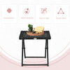 Outsunny Square PE Wicker Rattan Folding Table - Black