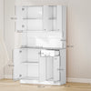 HOMCOM Kitchen Cupboard, Freestanding Kitchen Storage Cabinet with 6 Doors, Drawer, Adjustable Shelves and Open Countertop for Dining Room, White