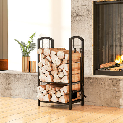 Outsunny Metal Firewood Log Holder in Black