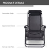 Outsunny Zero Gravity Chair Set of 2, Metal Frame Texteline Armchair Outdoor Folding and Reclining Sun Lounger with Head Pillow for Patio Decking Gardens Camping, Black