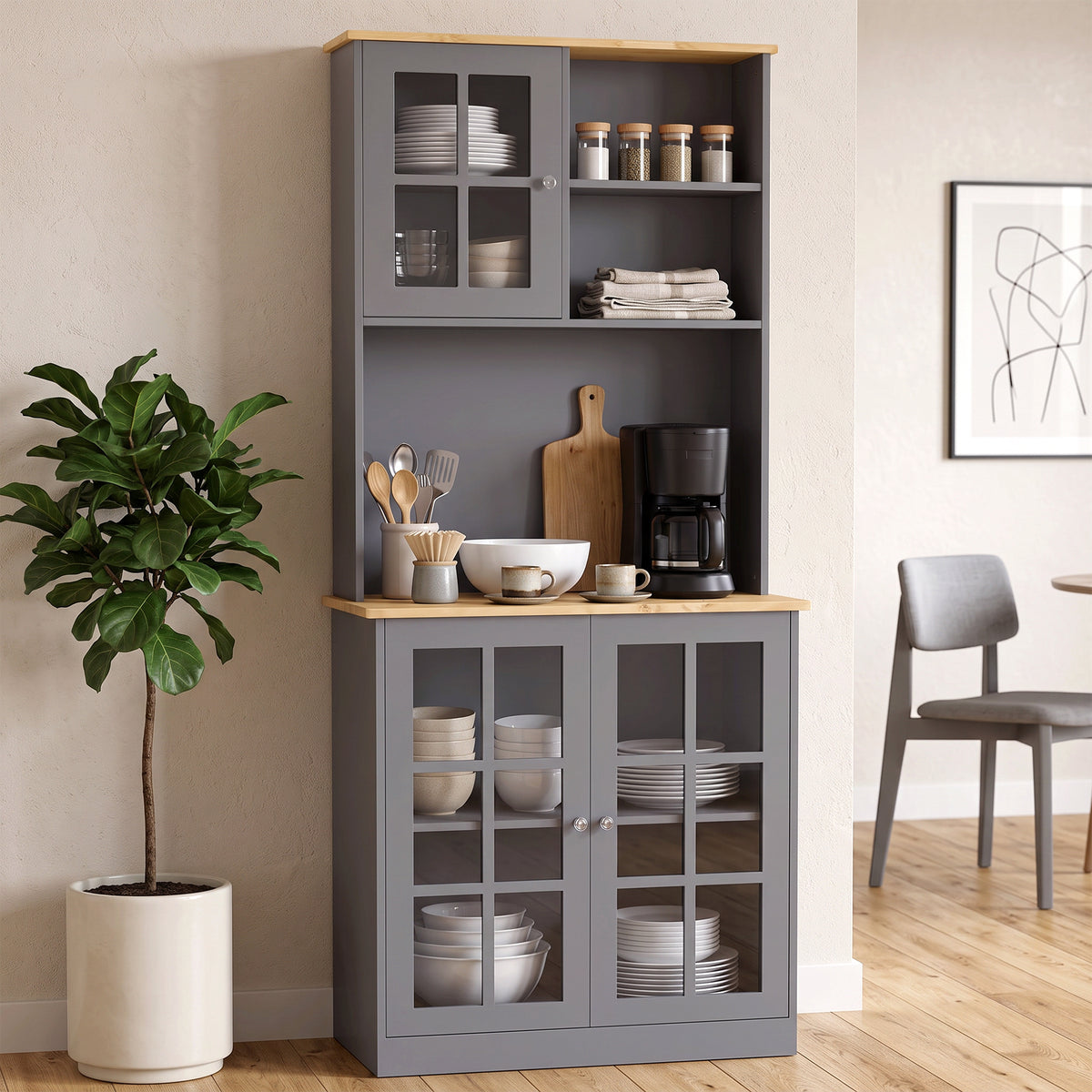 HOMCOM Kitchen Pantry in Grey