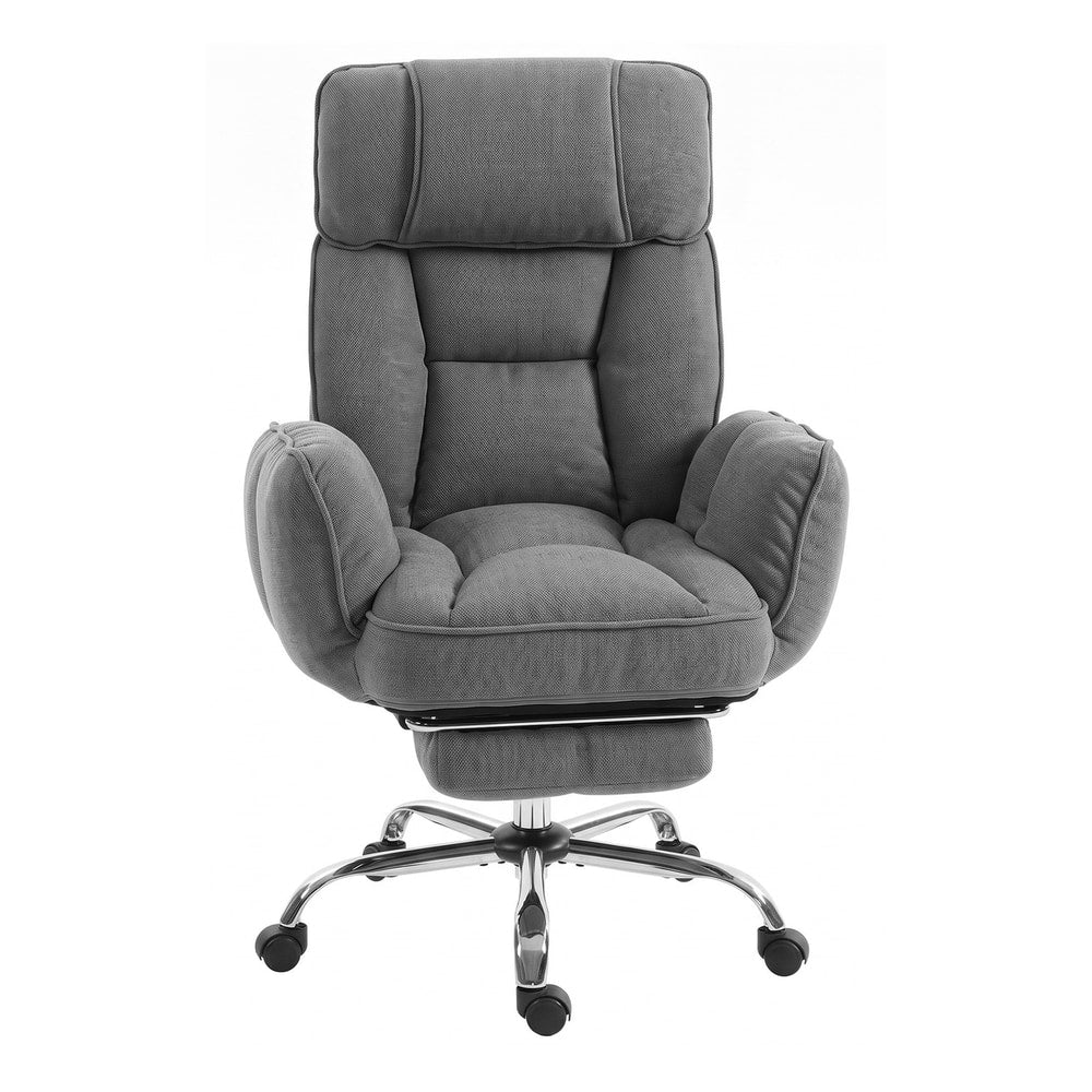 HOMCOM Executive Office Chair Height Adjustable Desk Chair Reclining Flip-up Armrest Footrest, Dark Grey