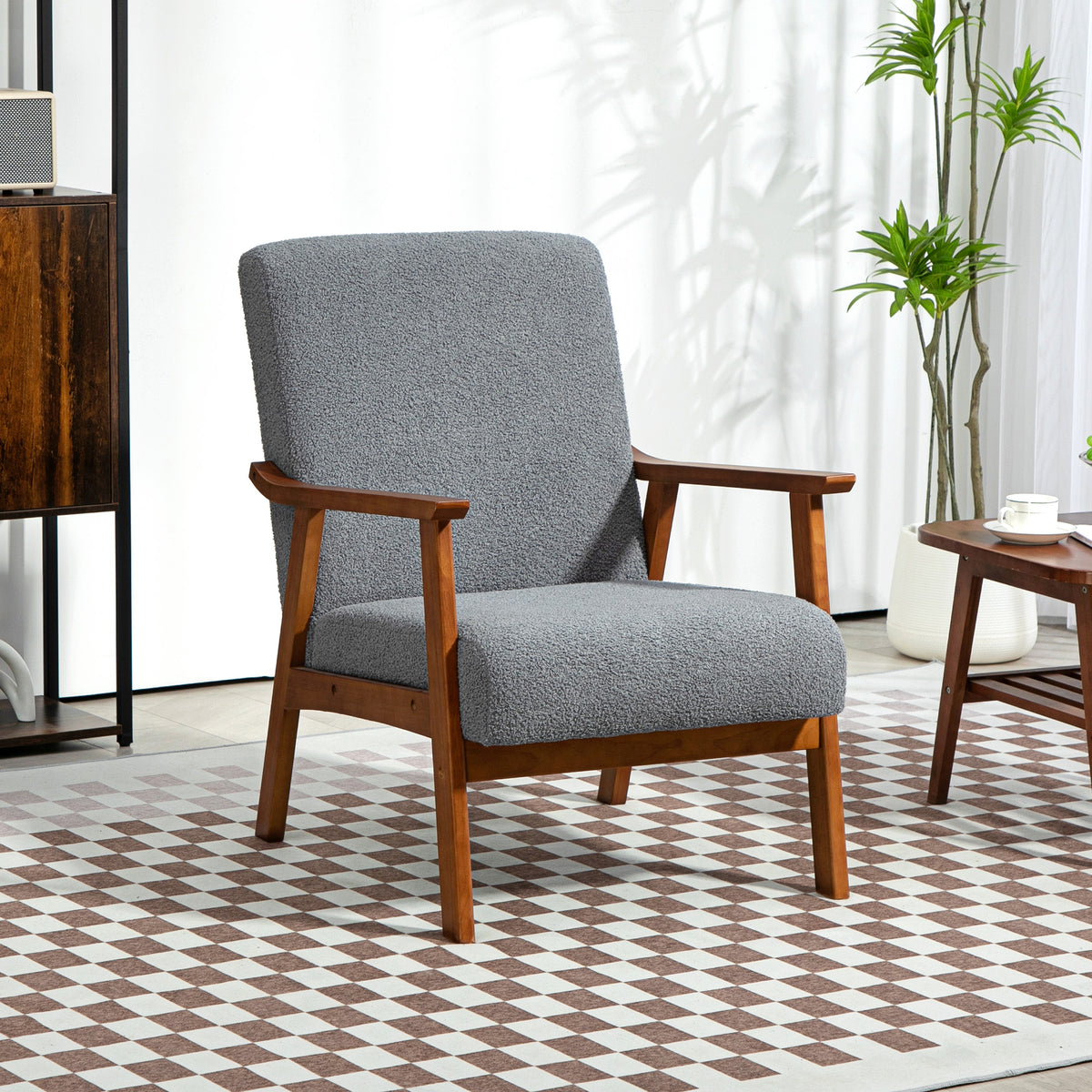 HOMCOM Armchair with Wide Seat in Grey