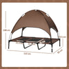 PawHut Outdoor Dog Bed with Removable Canopy, Portable Raised Dog Bed for Camping, Garden & Beach, Water-Resistant UV-Protection Mesh Pet Cot Sun Lounger, for XL Pets, 122 x 92 x 108 cm, Brown