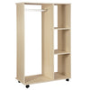 HOMCOM Open Wardrobe on Wheels, Bedroom Wardrobe with Clothes Hanging Rail, 3 Storage Shelves, Mobile Garment Rack for Cloakroom, Hallway, Maple Wood-Effect