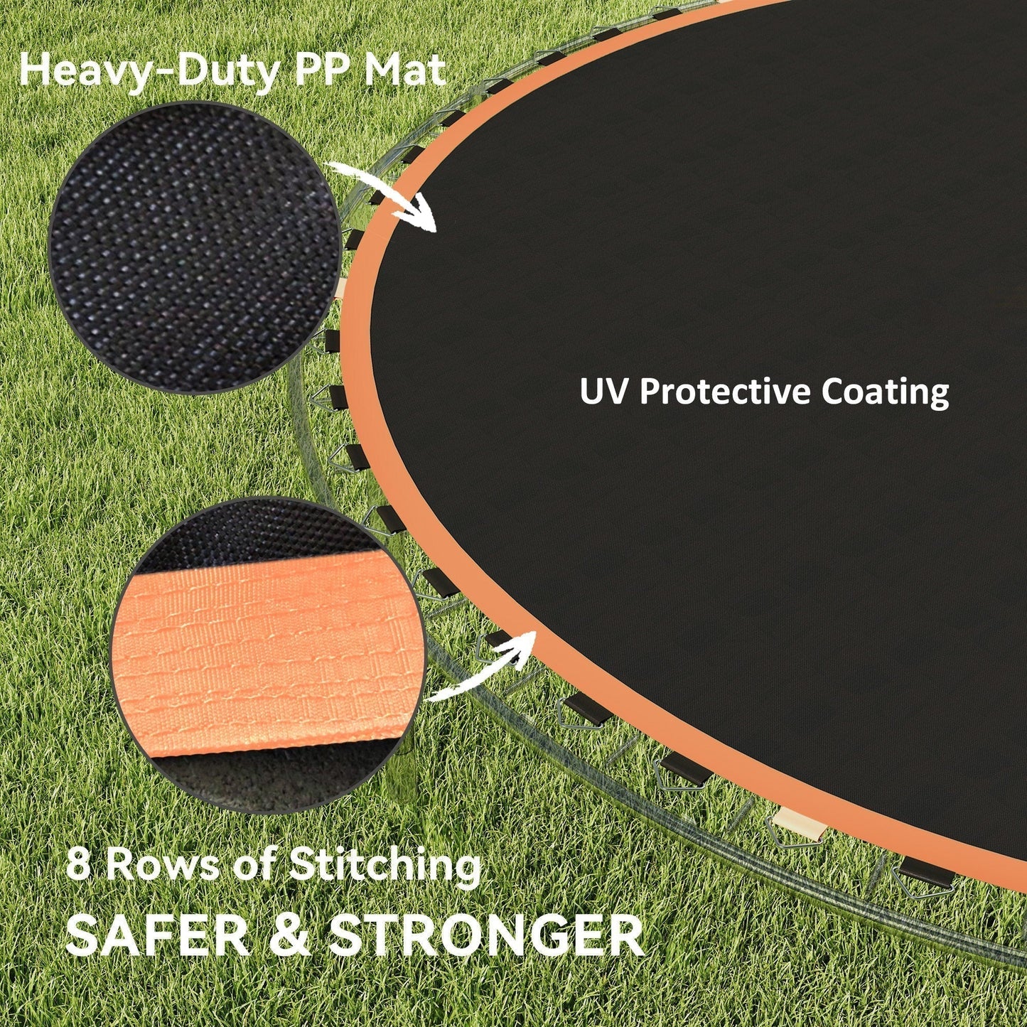 SPORTNOW Trampoline Replacement Mat with Spring Pull Tool, 54 V-Hooks, for 10ft Trampoline using 14cm Springs, Orange