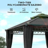 Outsunny 3 x 3 (m) Outdoor Polycarbonate Gazebo, DoubleÂ Roof Hard Top Gazebo withÂ Galvanised Steel Frame, NettingsÂ &Â Curtains for Garden, Lawn, Patio and Deck, Dark Grey