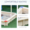 Outsunny Kids Wooden Sand Pit Sandbox Children Square Outdoor Playset Adjustable Canopy Bench Seat 120x120x120cm