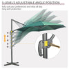 Outsunny 3 x 3(m) Cantilever Parasol with Cross Base, Garden Umbrella with 360 Rotation, Crank Handle and Tilt for Outdoor, Patio, Green