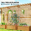 Outsunny Raised Bed with Drainage Holes, Wood Planter with Trellis for Climbing Plants to Grow Vegetables, Flowers, Yellow