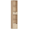 HOMCOM 6-Tier Bookcase, Tall Narrow Bookshelf with Drawer and Door - Natural Wood Finish