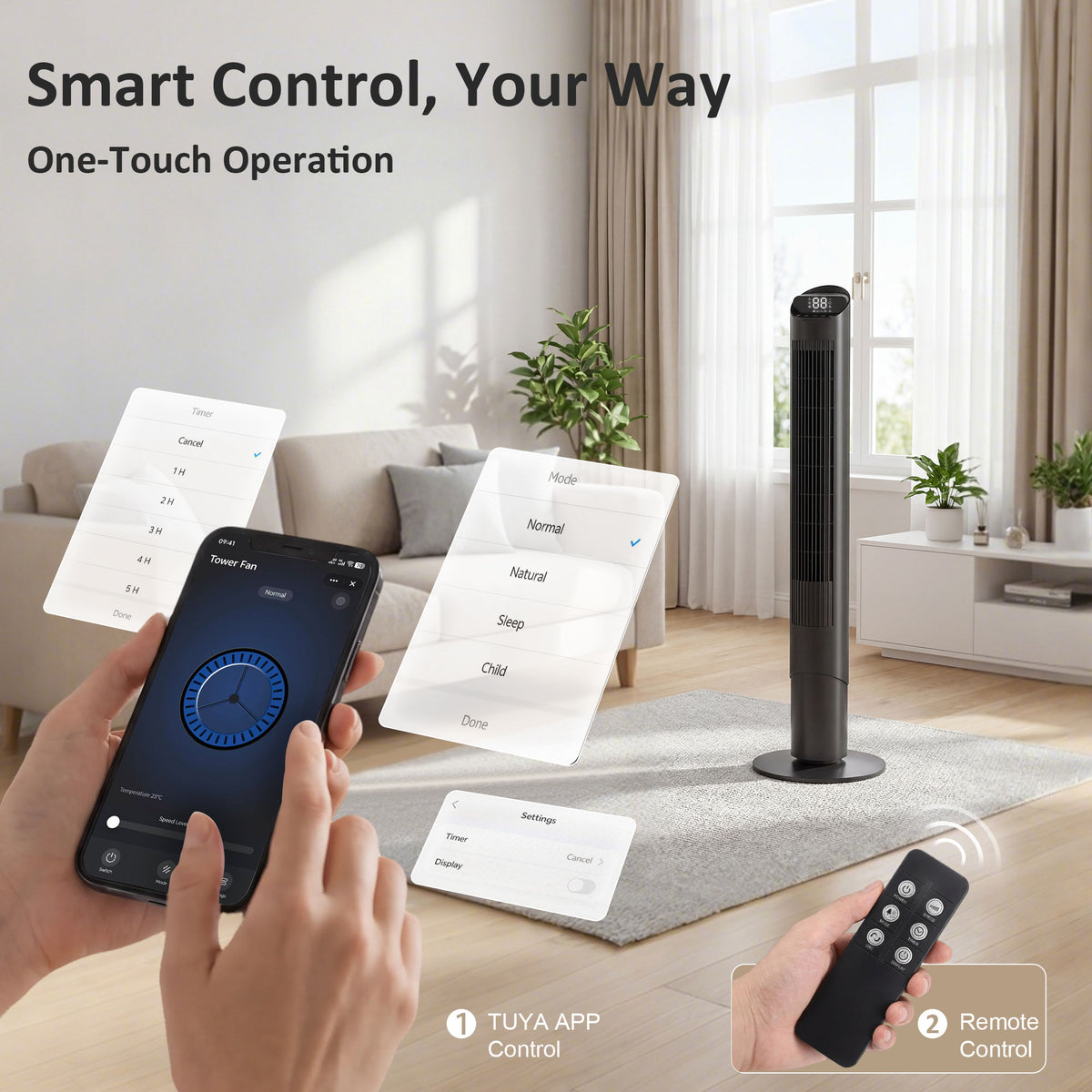 HOMCOM Tower Fan in Black