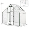 Outsunny Walk In Tomato Greenhouse Garden Outdoor Mini Greenhouse Flower Planter Steel Frame with Zipped Door & Window, PVC Cover, 180 x 100 x 168CM, Clear
