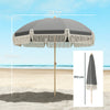 Outsunny 1.7 m Beach Umbrella with Sand Anchor, 30Â° Tilting Fringed Beach Garden Parasol with Adjustable Height, Grey