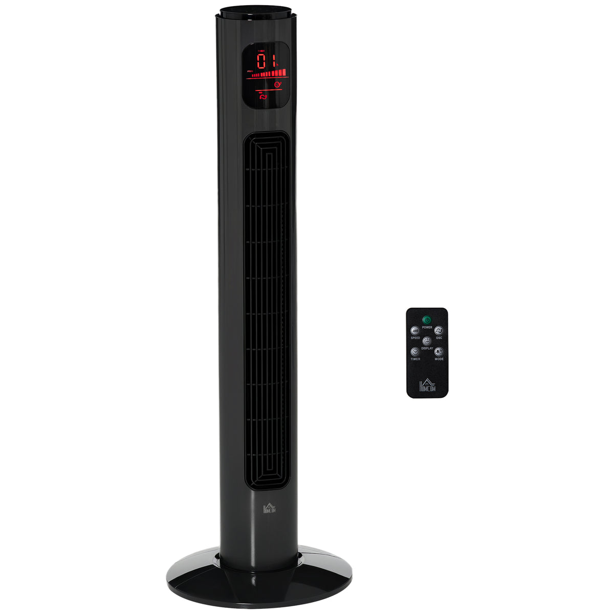 HOMCOM 38'' Freestanding Tower Fan in Dark Grey