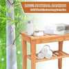 Bamboo Shower Bench with Storage Shelf and Non-Slip Feet