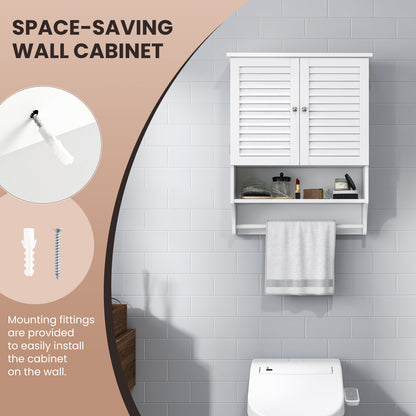 Bathroom Wall Cabinet with 2 Doors and 3-Position Adjustable Shelf-White