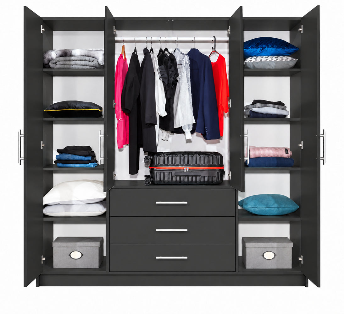 Bali D4 Hinged Door Wardrobe with Mirror 196cm (BALI-D4)
