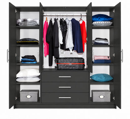 Bali D4 Hinged Door Wardrobe with Mirror 196cm (BALI-D4)