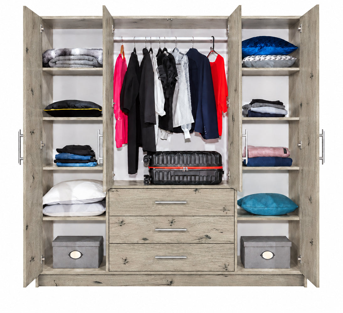 Bali D4 Hinged Door Wardrobe with Mirror 196cm (BALI-D4)