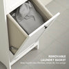 HOMCOM Tall Bathroom Cabinet, with Laundry Basket - White
