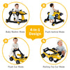 4-in-1 Baby Push Walker with Adjustable Height and Speed-Yellow