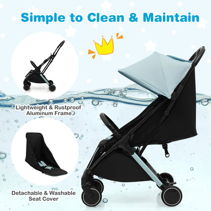 Lightweight Baby Stroller with Detachable Seat Cover-Blue