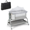 Baby Bassinet with Net with 6 Adjustable Heights-Grey