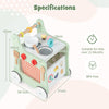 6-in-1 Wooden Baby Stroller Push and Pull Learning Activity Center-Green