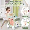 6-in-1 Wooden Baby Stroller Push and Pull Learning Activity Center-Green