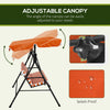 Outsunny 3 Seater Garden Swing Chair, Outdoor Swing Chair with Adjustable Canopy, Mental Frame & Cushions, Orange