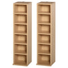 HOMCOM 204 CD Media Display Shelf Unit Set of 2 Blu-Ray Tower Rack w/ Adjustable Shelves Bookcase Storage Organiser, Natural Wood Colour