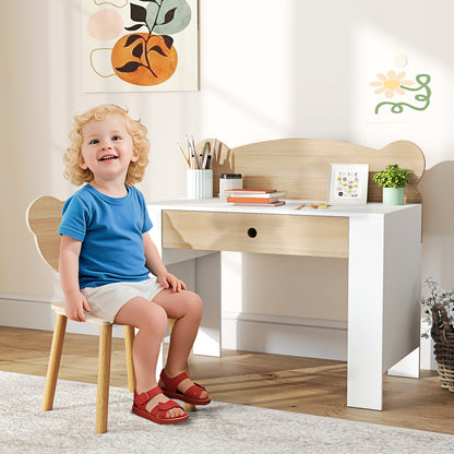 AIYAPLAY Kids Desk and Chair Set in a Natural Wood Finish