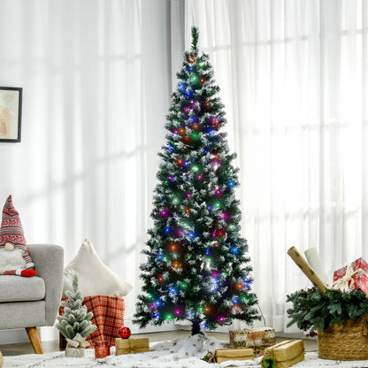 HOMCOM 6FT Tall Prelit Pencil Slim Artificial Christmas Tree in Green