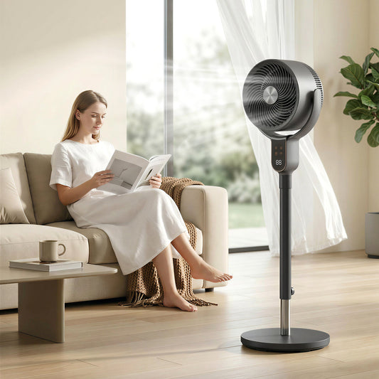HOMCOM 20 dB Silent Standing Fan for Bedroom, 42" Pedestal Fan with Remote, 90Â° Oscillating, 8 Speeds, Remote Control, Grey
