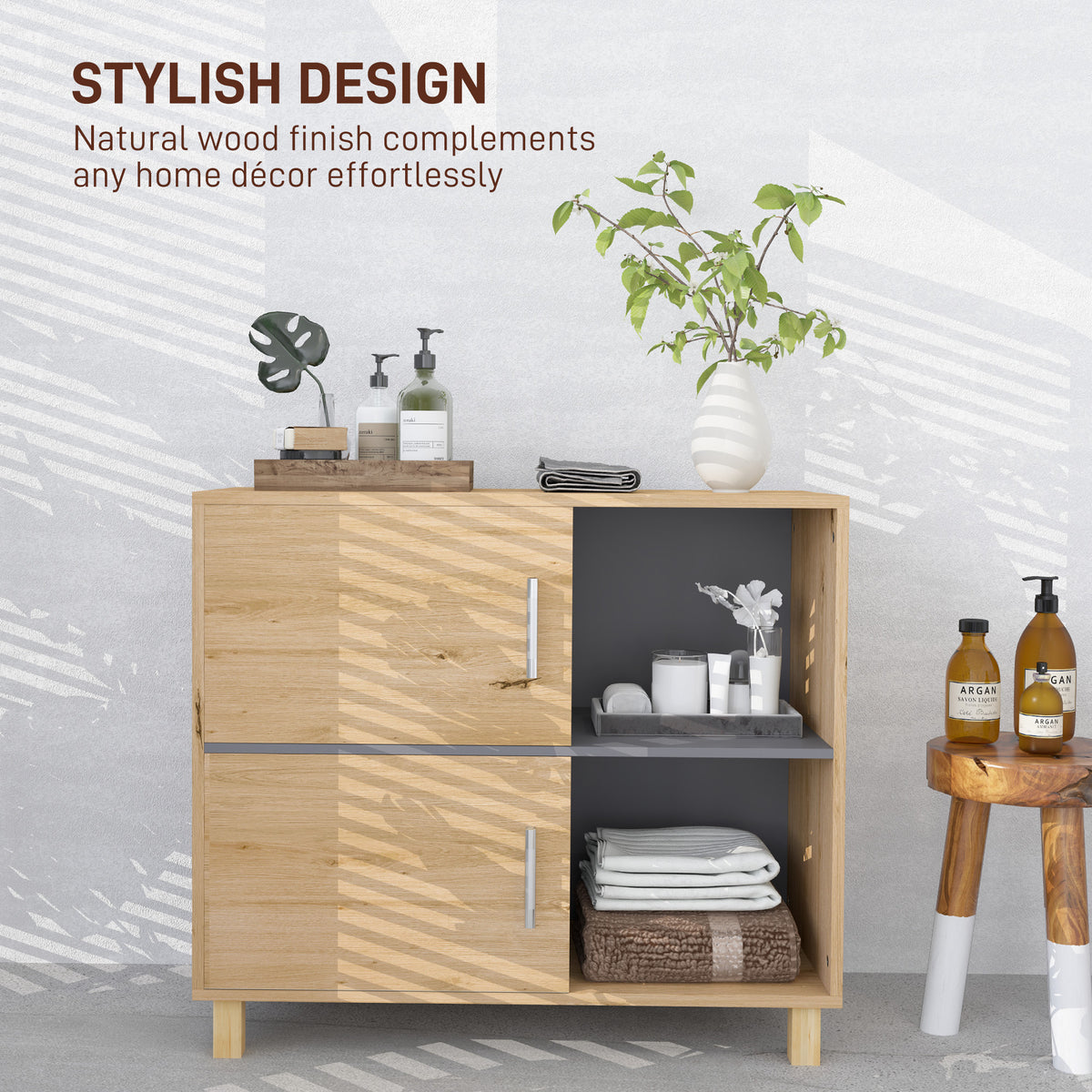 HOMCOM Bathroom Cabinet in a Natural Wood Finish