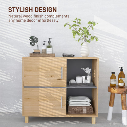 HOMCOM Bathroom Cabinet in a Natural Wood Finish