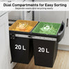 HOMCOM Pull Out Bin, Kitchen Under Sink Bin with 2 Removable Compartments, Smooth Glide, Black