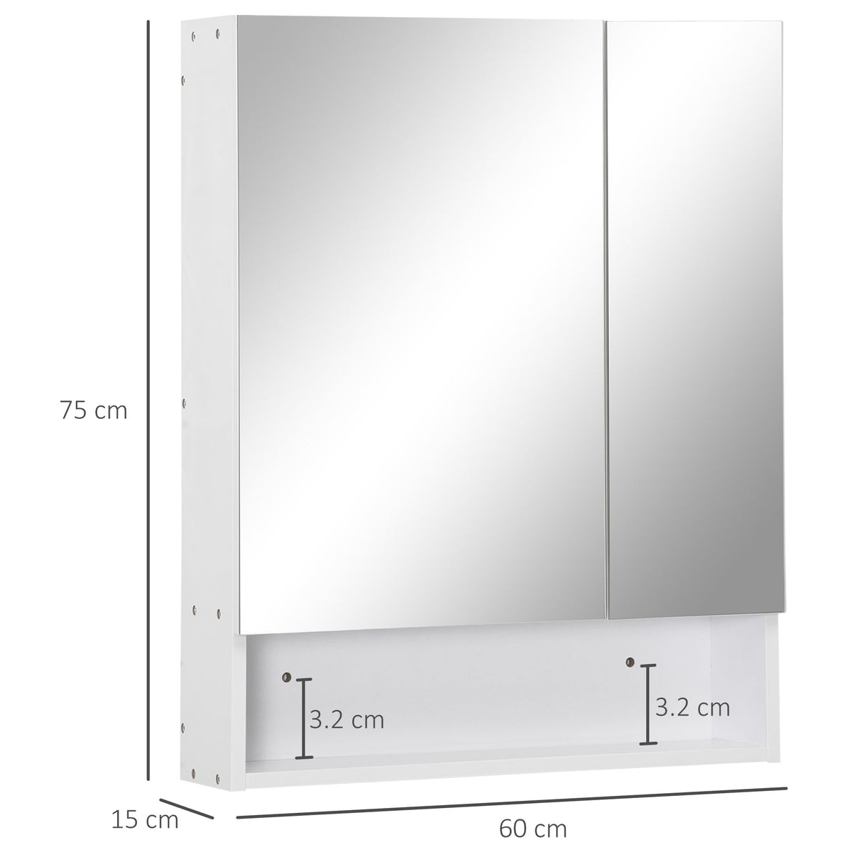 kleankin Bathroom Cabinet with Mirror in White