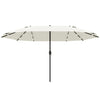 Outsunny 4.4m Double-Sided Sun Umbrella Patio Parasol LED Solar Lights Cream White