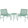 Outsunny 3 Piece Rattan Bistro Set, Outdoor Garden Furniture Set with 2 Chairs, Round Coffee Table for Patio, Balcony, Green