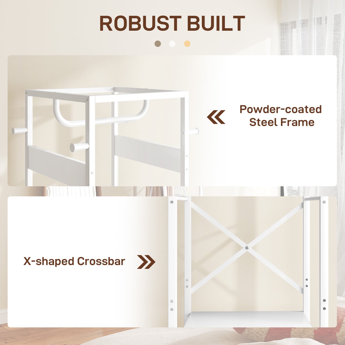 HOMCOM Multi-Storage Clothes Rack - White
