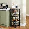 HOMCOM Four Basket Mobile Kitchen Island, with Brakes - Oak/Black