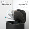 HOMCOM 50L Kitchen Bin with Soft-Close Lid and Stay-Open Function, Stainless Steel Pedal Bin with Removable Inner Bucket, Carry Handle for Kitchen, Office, Home, Black