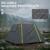 Outsunny Camping Tent 3000mm Waterproof Tent with 2 Doors for 2 Person, Grey & Green